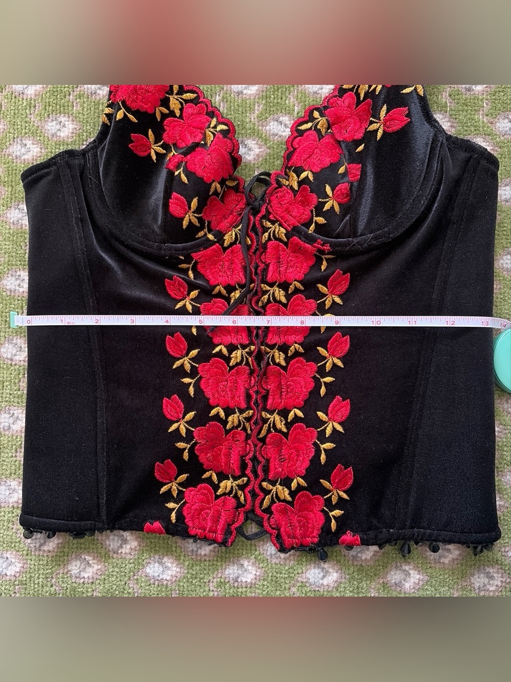 Victoria's Secret Black Bustier Camisole with Red Floral Embroidery - Picture 7 of 7
